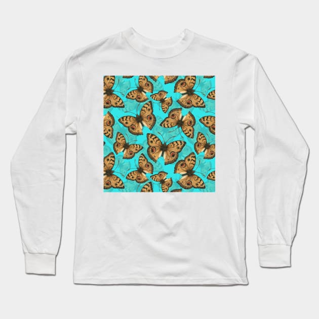 Peacock pansy butterfly 3 Long Sleeve T-Shirt by katerinamk